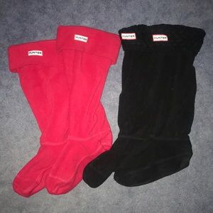 Hunter original rain boots tall socks.